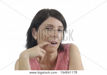 Portrait Of A Woman On White Bacground
