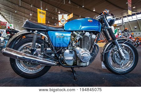 STUTTGART GERMANY - MARCH 18 2016: The serial model motorcycle Laverda 1000/1 1972. Europe's greatest classic car exhibition 