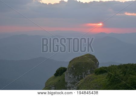 Beautiful Ceahlau massif Eastern Carpathians Moldova Romania