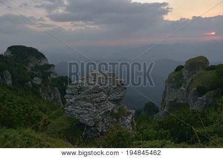 Beautiful Ceahlau massif Eastern Carpathians Moldova Romania