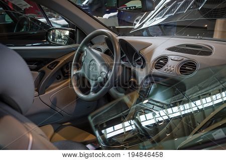 STUTTGART GERMANY - MARCH 18 2016: Cabin of grand tourer car Mercedes-Benz SL AMG 65 (R230) 2009. Europe's greatest classic car exhibition 