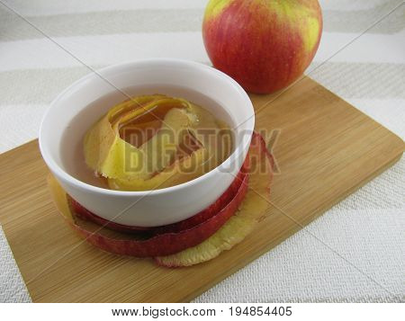 Freshly brewed tea from red apple peel