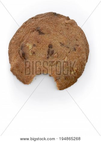 A Cookie with a Bite on a White Background