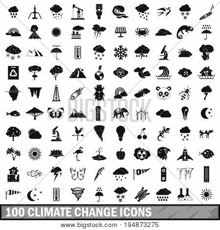 100 climate change icons set in simple style for any design vector illustration