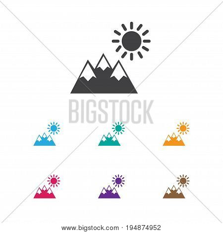 Vector Illustration Of Trip Symbol On Pinnacle Icon. Premium Quality Isolated Landscape Element In Trendy Flat Style.