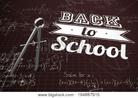 Digital composite of drawing compass against quadratic equations with solution