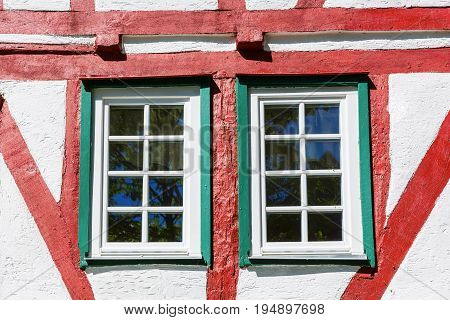 Windows At An Old House In Herborn, Germany