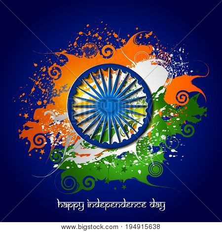 easy to edit vector illustration of Ashoka Chakra on Happy Independence Day of India background