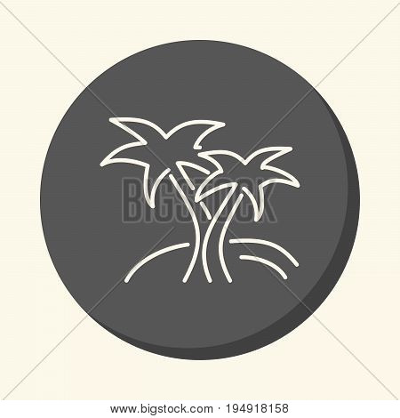 Two palms on the island vector round linear icon with the illusion of volume simple color change