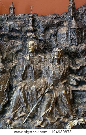 ZAGREB, CROATIA - MARCH 31: Saints Protasius and Gervasius, bass relief in Chapel of Saint Dismas in Zagreb, Croatia on March 31, 2015