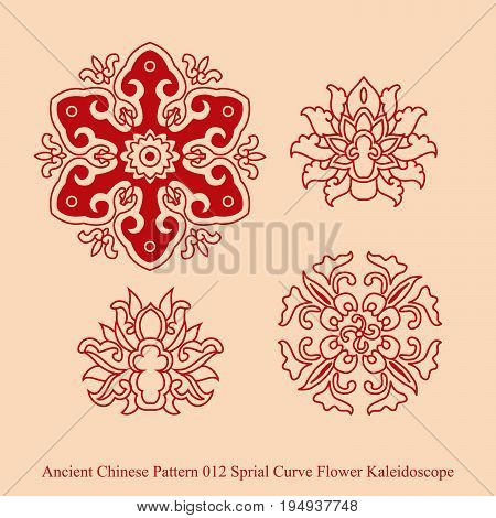 Ancient Chinese Pattern Of Sprial Curve Flower Kaleidoscope