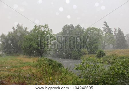 Storm Rainy Weather In Czech Landscape With River Malse
