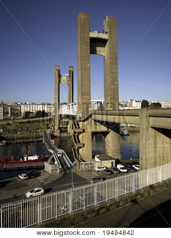 France, Brittany, Brest: view of the harbour and Recouvrance drawbridge