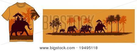 Illustrazione vettoriale di elefanti indiani