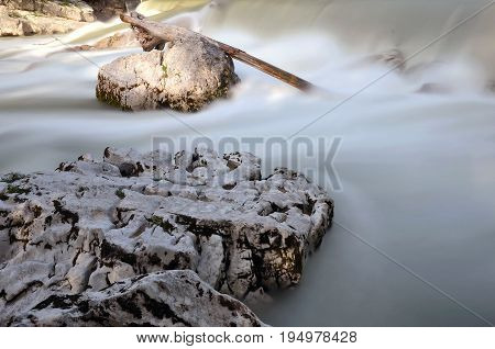 river in long exposed in Lofer by Salzburg in Austria