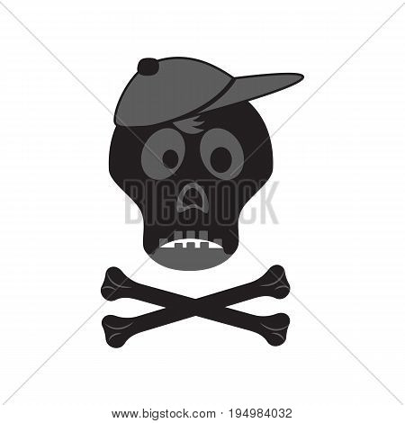 Funny skull with crossbones in a cap