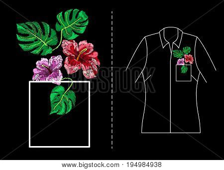 Vector Illustration of Embroidery Pattern for Design, Background. Floral Ornament for Textile. Fancywork Texture Template