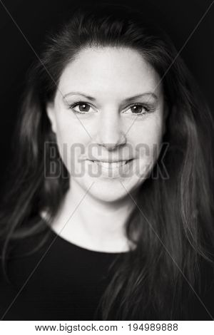 Portrait of a woman in black and white