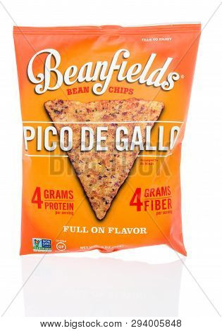 Winneconne, Wi -  2 April 2019: A Package Of Beanfields Bean Chips On An Isolated Background