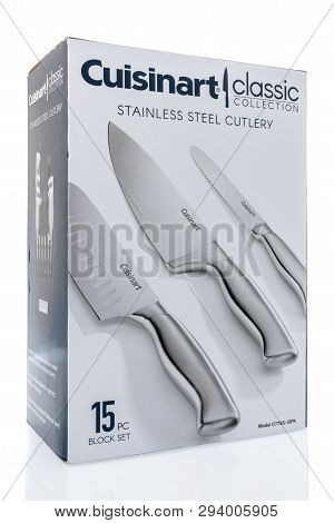 Winneconne, Wi -  7 April 2019: A Package Of Cuisinart Classic Collection Stainless Steel Cutlery On