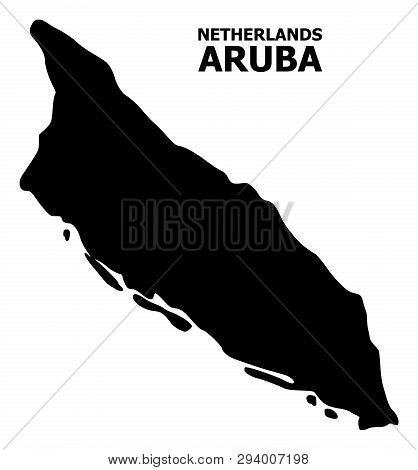 Vector Map Of Aruba Island With Caption. Map Of Aruba Island Is Isolated On A White Background. Simp
