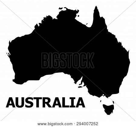 Vector Map Of Australia With Caption. Map Of Australia Is Isolated On A White Background. Simple Fla