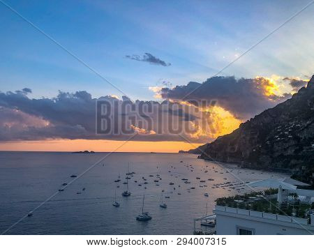 Looking Over The Amalfi Coast During Sunset.