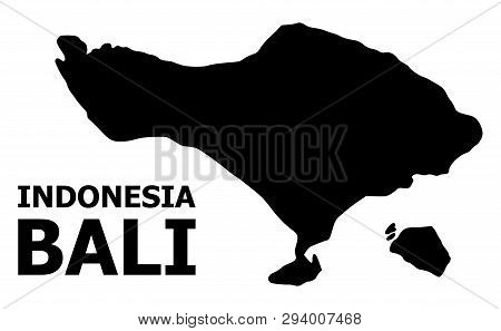 Vector Map Of Bali Island With Title. Map Of Bali Island Is Isolated On A White Background. Simple F