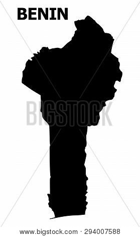 Vector Map Of Benin With Caption. Map Of Benin Is Isolated On A White Background. Simple Flat Geogra