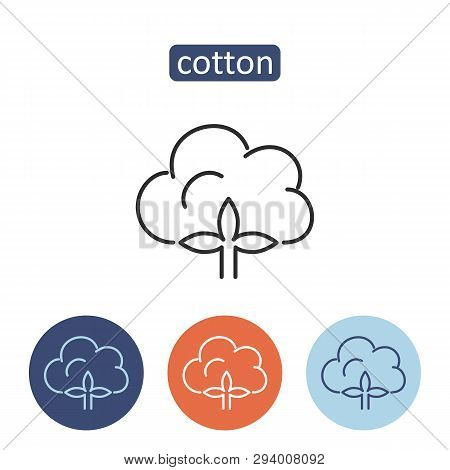 Cotton Material Outline Icons Set. Cotton Plant Flower Pictogram. Textile Manufacturing Industry Sig