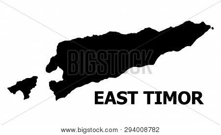 Vector Map Of East Timor With Caption. Map Of East Timor Is Isolated On A White Background. Simple F