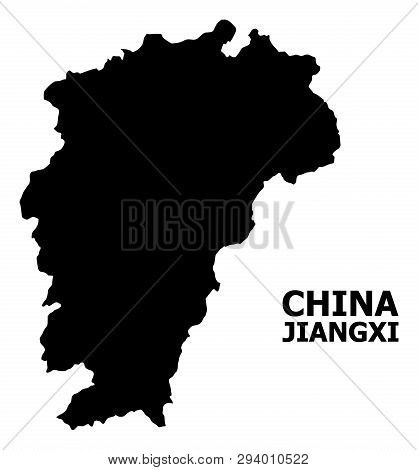 Vector Map Of Jiangxi Province With Caption. Map Of Jiangxi Province Is Isolated On A White Backgrou
