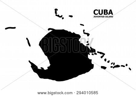 Vector Map Of Juventud Island With Name. Map Of Juventud Island Is Isolated On A White Background. S