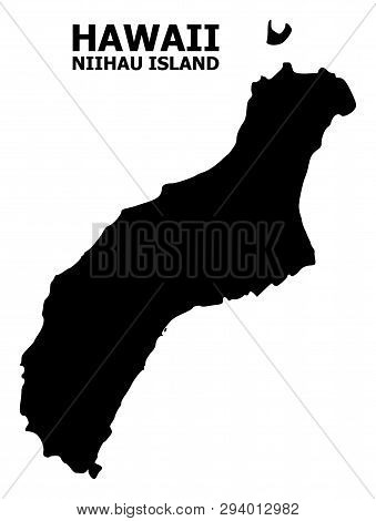 Vector Map Of Niihau Island With Name. Map Of Niihau Island Is Isolated On A White Background. Simpl
