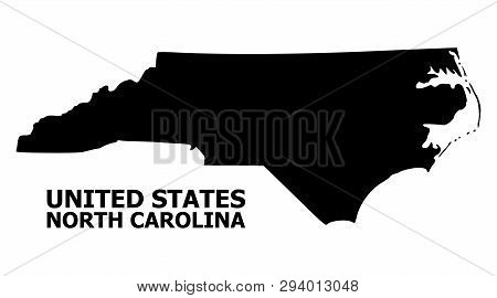 Vector Map Of North Carolina State With Title. Map Of North Carolina State Is Isolated On A White Ba