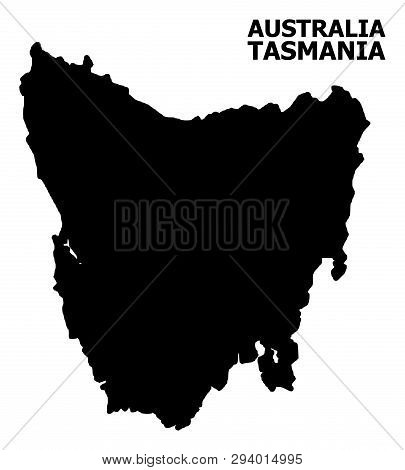 Vector Map Of Tasmania Island With Title. Map Of Tasmania Island Is Isolated On A White Background. 