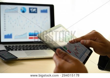 Business Man Work Chart Schedule Or Planning Financial Report Data Methodology