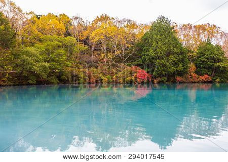 View Of Yunoko Lake In Autumn Season At Nikko National Park, Nikko, Tochigi, Japan.
