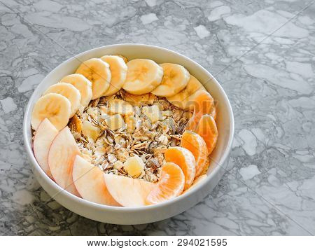 Healthy Breakfast. Close-up, Top View, Isolated Background. Concept Of Healthy And Tasty Food. Fitne