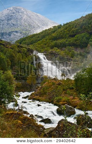 Wasserfall Kleivafossen in Bergen, Norwegen