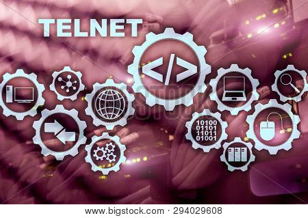Teletype Network Protocol. Telnet Virtual Terminal Client. Internet And Network Concept. Telnet.