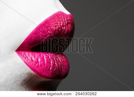 Lips Close Up, Kiss Lip, Mouth Close Up, Lipstick, Mouth, Lipstick Kiss. Cosmetics And Makeup. Close