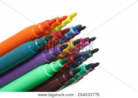 Felt Tip Pens On A White Background