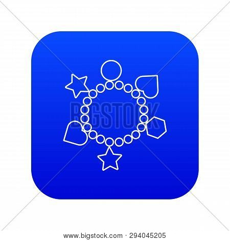 Charm Bracelet Icon Blue Vector Isolated On White Background
