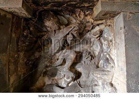 Temple Of Ellora Caves, The Rock-cut Temples, Aurangabad, Maharashtra In Central India