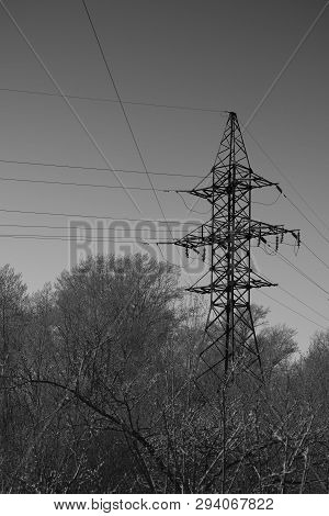 High Voltage Tower. Black And White Image.
Astonishing Sharpness Image. Medium Format Quality. There