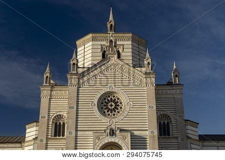 Milan, Lombardy, Italy: Exterior Of The Historic Cemetery Known As Cimitero Monumentale