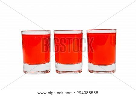 Summer Red Cocktails On Isolated White Background