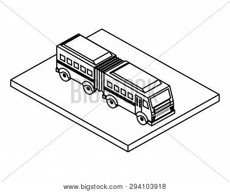 Articulated Bus Transport Isometric Icon Vector Illustration Design