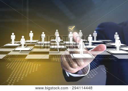 Business Administrator Selecting A Man In Action Of Manpower Or Human Resource Planning Or Business 